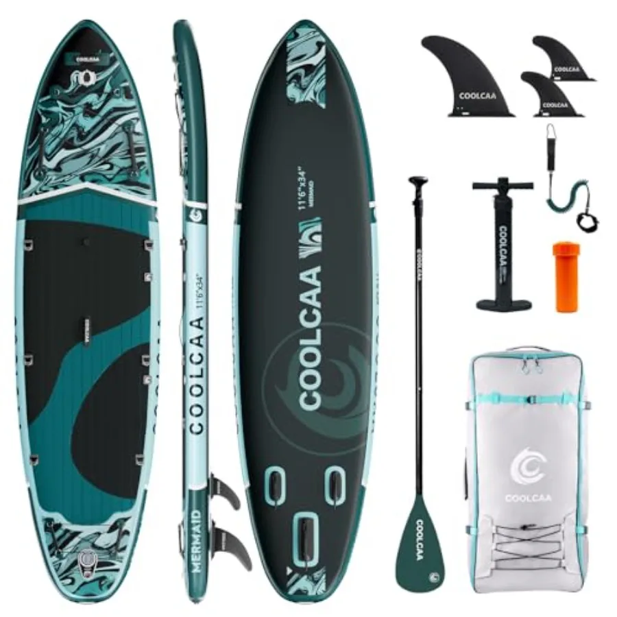 Family beginner SUP for fishing and water activities: 11'6 x 34 extra wide inflatable paddle board durable PVC material blue-gr
Family beginner SUP for fishing and water activities: 11'6 x 34 extra wide inflatable paddle board durable PVC material blue-gr