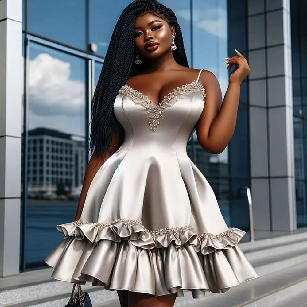 African Women Prom Dresses Spaghetti Straps Beads Appliques Tiered Pleats Plus Size vestidos de fiesta Cocktail Party Dress
African Women Prom Dresses Spaghetti Straps Beads Appliques Tiered Pleats Plus Size vestidos de fiesta Cocktail Party Dress