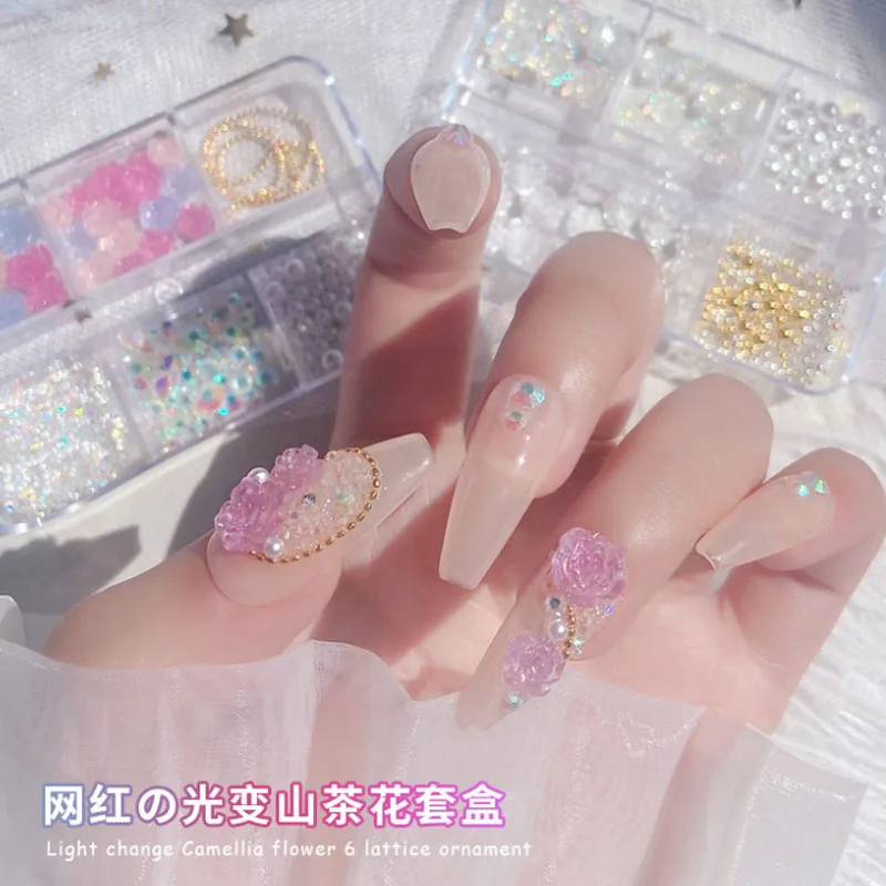 Light Change White Camellia Nail Art 3D Pearl Steel Ball Resin Flowers Design Elegant Charms Accessories Rhinestone Decor
Light Change White Camellia Nail Art 3D Pearl Steel Ball Resin Flowers Design Elegant Charms Accessories Rhinestone Decor
