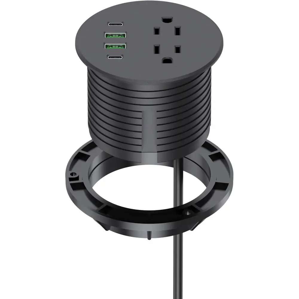 3 Inch Power Grommet with 65W USB-C Ports and 2 AC Outlets, Desk Charging Station for Office and Home
3 Inch Power Grommet with 65W USB-C Ports and 2 AC Outlets, Desk Charging Station for Office and Home