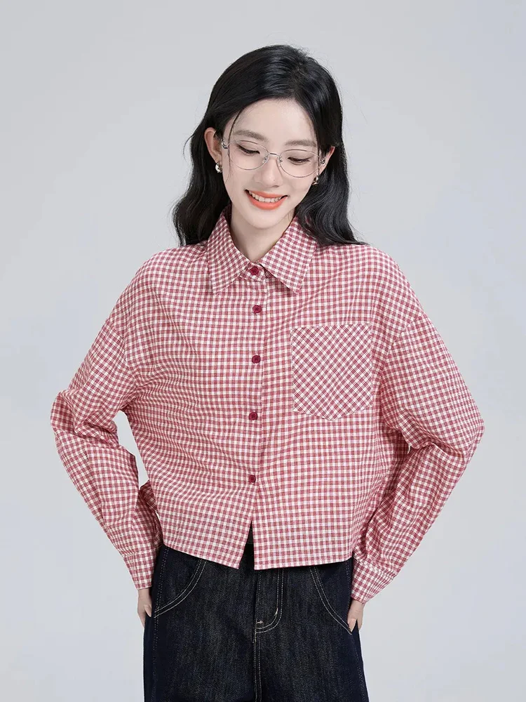 Zoki Sweet Red Plaid Shirt Women Preppy Style Vintage Long Sleeve Blouse Korean Fall Loose Female Retro Cute All Match Tops New
Zoki Sweet Red Plaid Shirt Women Preppy Style Vintage Long Sleeve Blouse Korean Fall Loose Female Retro Cute All Match Tops New
