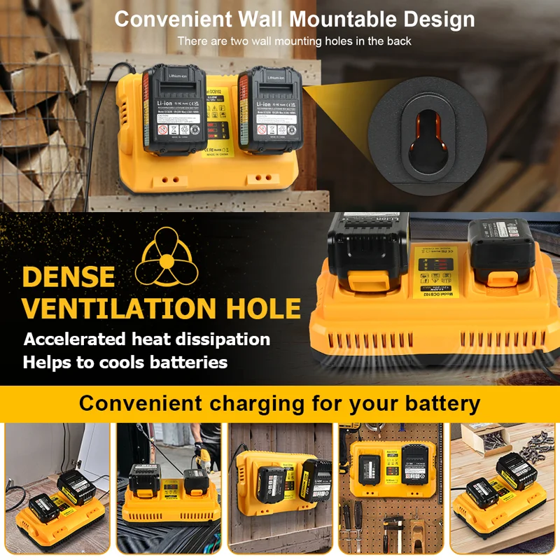DCB102 Double Charger For DeWalt 10.8V 12V 14.4V 20V Lithium Ion Battery Pin DCB203 DCB204 DCB205 DCB118 DCB105 DCB107 DCB11
DCB102 Double Charger For DeWalt 10.8V 12V 14.4V 20V Lithium Ion Battery Pin DCB203 DCB204 DCB205 DCB118 DCB105 DCB107 DCB11