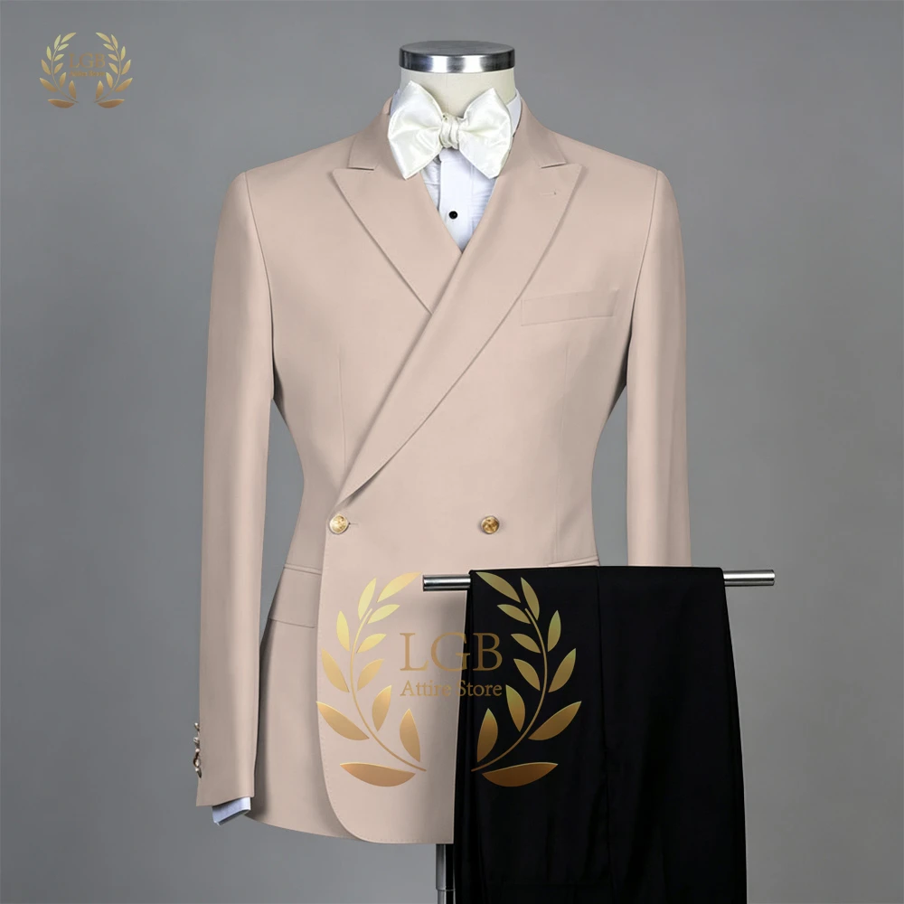 Men's Beige Double Breasted Suit Jacket 2 Button Blazer with Black Trousers Formal Wedding Business Two Piece Set
Men's Beige Double Breasted Suit Jacket 2 Button Blazer with Black Trousers Formal Wedding Business Two Piece Set