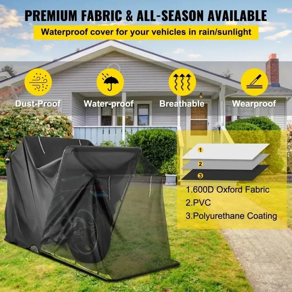 SIHAO Motorcycle Shelter Shed, 106.3"x41.3"x61" Strong Frame Motorbike Garage, Waterproof Cover Tent for Scooter Outdoor Storage
SIHAO Motorcycle Shelter Shed, 106.3"x41.3"x61" Strong Frame Motorbike Garage, Waterproof Cover Tent for Scooter Outdoor Storage