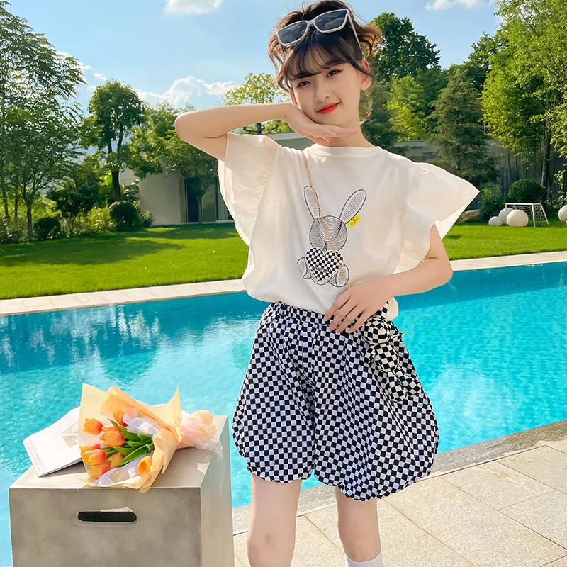 6 8 10 12 14 Years Summer Clothes Set For Girls Rabbit Shirt+Wide Plaid Shorts 2PCS Sets Teens Girls Clothing Outfits
6 8 10 12 14 Years Summer Clothes Set For Girls Rabbit Shirt+Wide Plaid Shorts 2PCS Sets Teens Girls Clothing Outfits