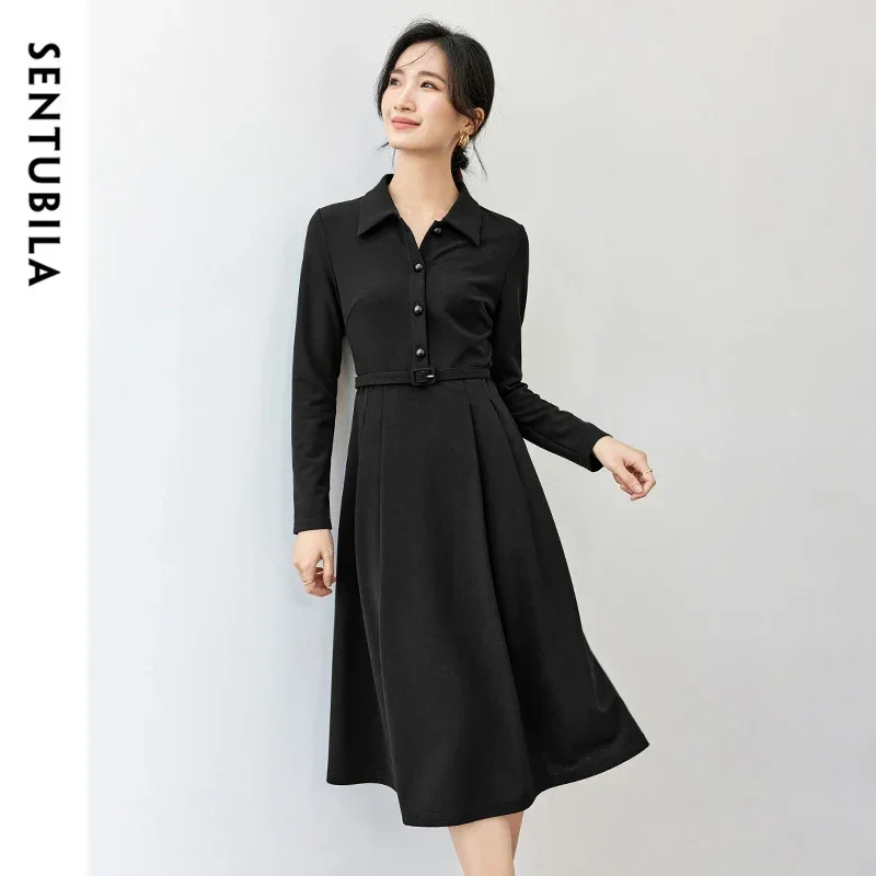 SENTUBILA Texture Knitted Dress for Women 2025 Spring Classic Turn Down Collar Long Sleeve A-line Folds Women Dress 143L56804
SENTUBILA Texture Knitted Dress for Women 2025 Spring Classic Turn Down Collar Long Sleeve A-line Folds Women Dress 143L56804