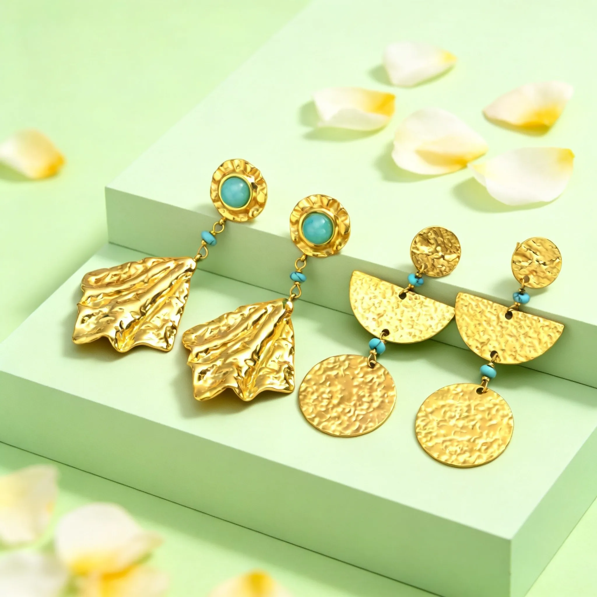 Exaggerated Geometric Dangle Stud Earrings for Women,Stainless Steel Wrinkle Texture Turquoise Earrings, Vintage Jewelry Gift
Exaggerated Geometric Dangle Stud Earrings for Women,Stainless Steel Wrinkle Texture Turquoise Earrings, Vintage Jewelry Gift
