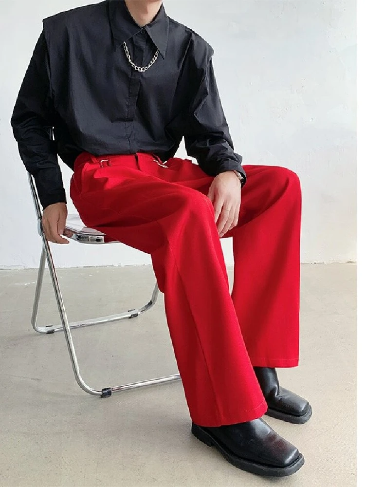 Красный металлический дизайн синего цвета, прямые мужские повседневные брюки, широкие длинные брюки, модная модная молодежная одежда длиной до пола
Красный металлический дизайн синего цвета, прямые мужские повседневные брюки, широкие длинные брюки, модная модная молодежная одежда длиной до пола