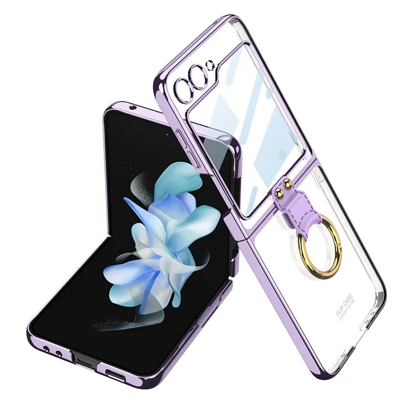 Luxury GKK Glossy Plating Transparent Phone Case for Samsung Galaxy Z Flip 4 5 Flip5 Cover with Ring Bracket 9H Glass Protector
Luxury GKK Glossy Plating Transparent Phone Case for Samsung Galaxy Z Flip 4 5 Flip5 Cover with Ring Bracket 9H Glass Protector