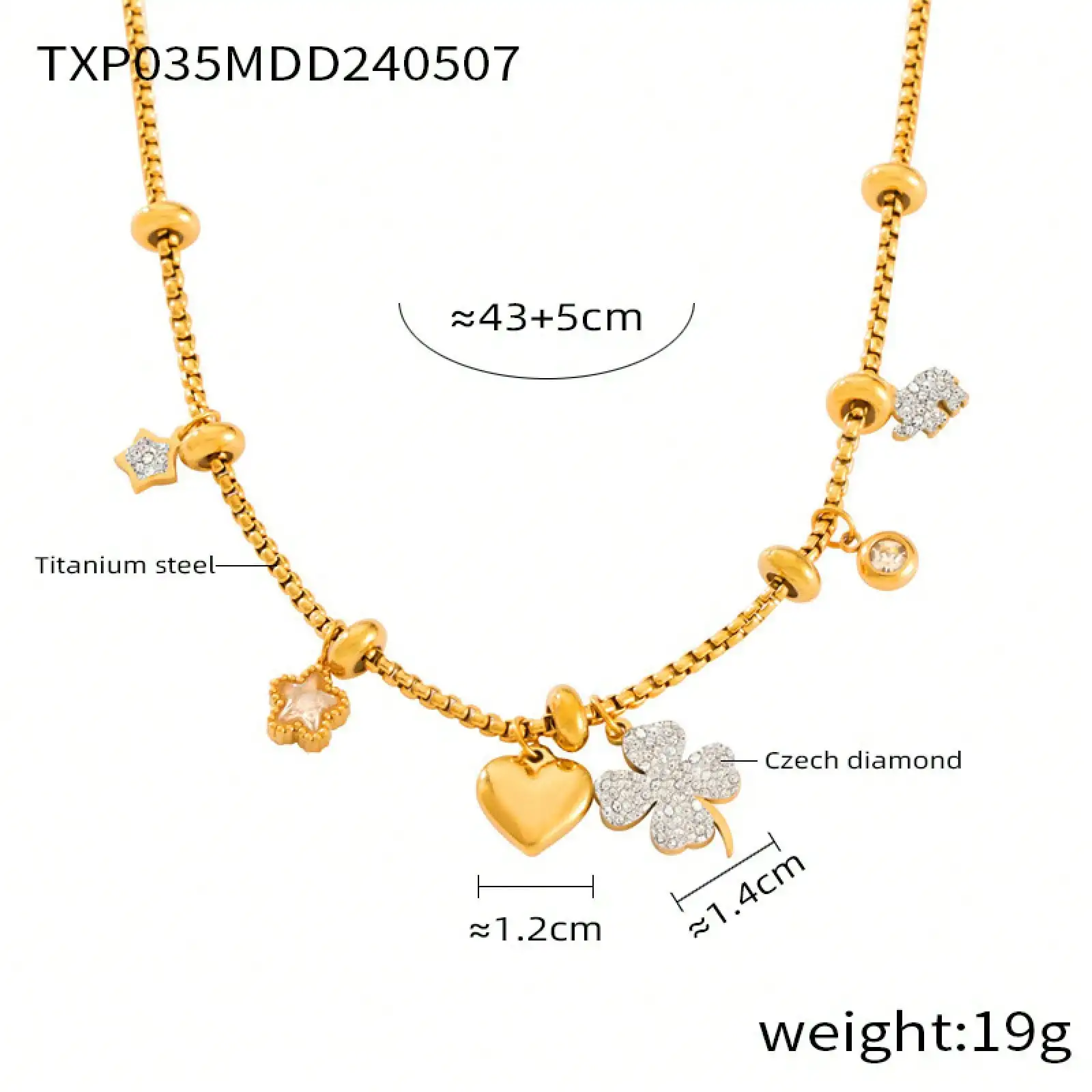 Korean-Style Minimalist, Unique, Elegant, Light-Luxury Jewelry Set With Four-Leaf Heart Pendant And Diamond-Studded Design In Titanium Steel
Korean-Style Minimalist, Unique, Elegant, Light-Luxury Jewelry Set With Four-Leaf Heart Pendant And Diamond-Studded Design In Titanium Steel