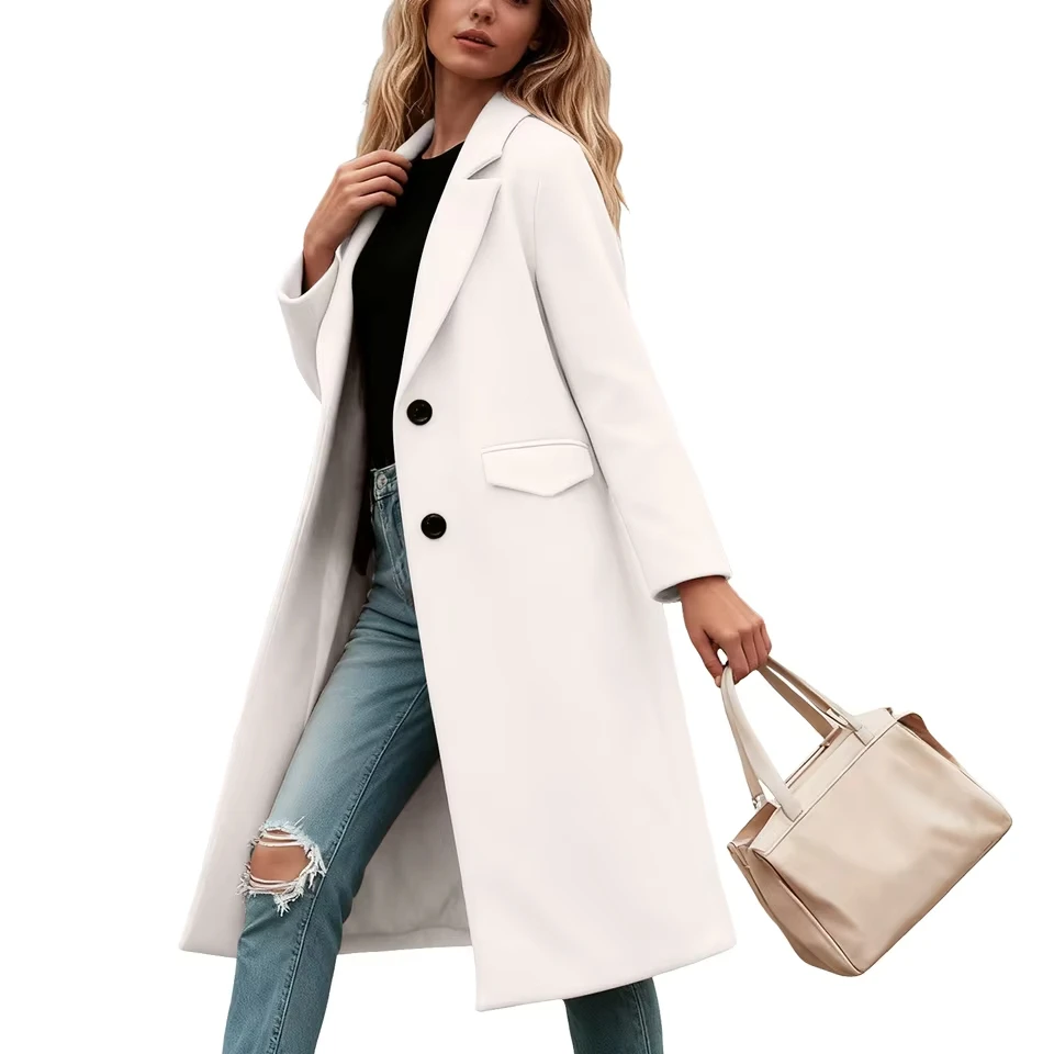 Womens Peacoat Woolen Coat Notched Lapel Single Breasted Trench Coats Loose Casual Elegant Long Fall Wool Petite s
Womens Peacoat Woolen Coat Notched Lapel Single Breasted Trench Coats Loose Casual Elegant Long Fall Wool Petite s