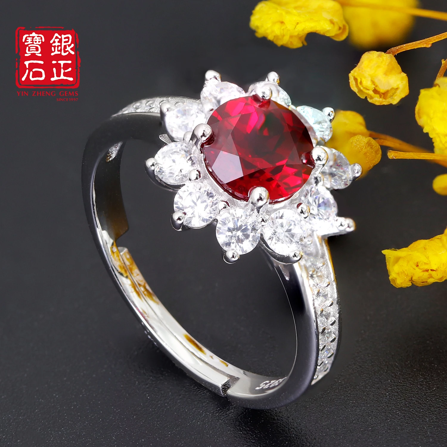 YinZheng Sunflower Lab Ruby Ring S925 Silver Lab Grown Ruby Resizable Ring For Wedding Engagement Valentine Gift Fine Jewelry
YinZheng Sunflower Lab Ruby Ring S925 Silver Lab Grown Ruby Resizable Ring For Wedding Engagement Valentine Gift Fine Jewelry