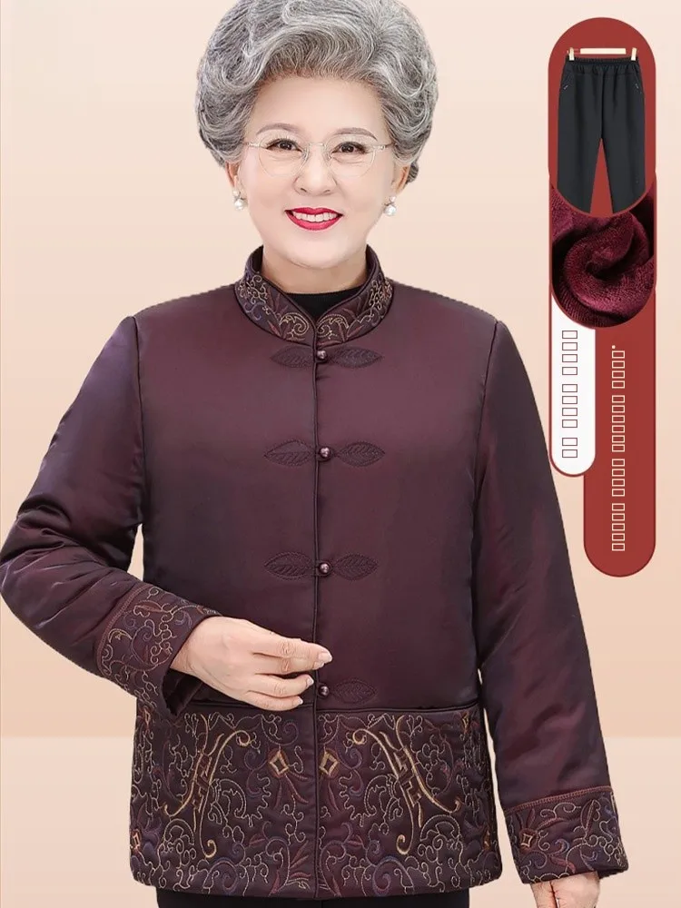 Утепленная хлопковая зимняя куртка для женщин, свободный крой, теплая, в традиционном китайском стиле, с длинными брюками, комплект из одной вещи
Утепленная хлопковая зимняя куртка для женщин, свободный крой, теплая, в традиционном китайском стиле, с длинными брюками, комплект из одной вещи