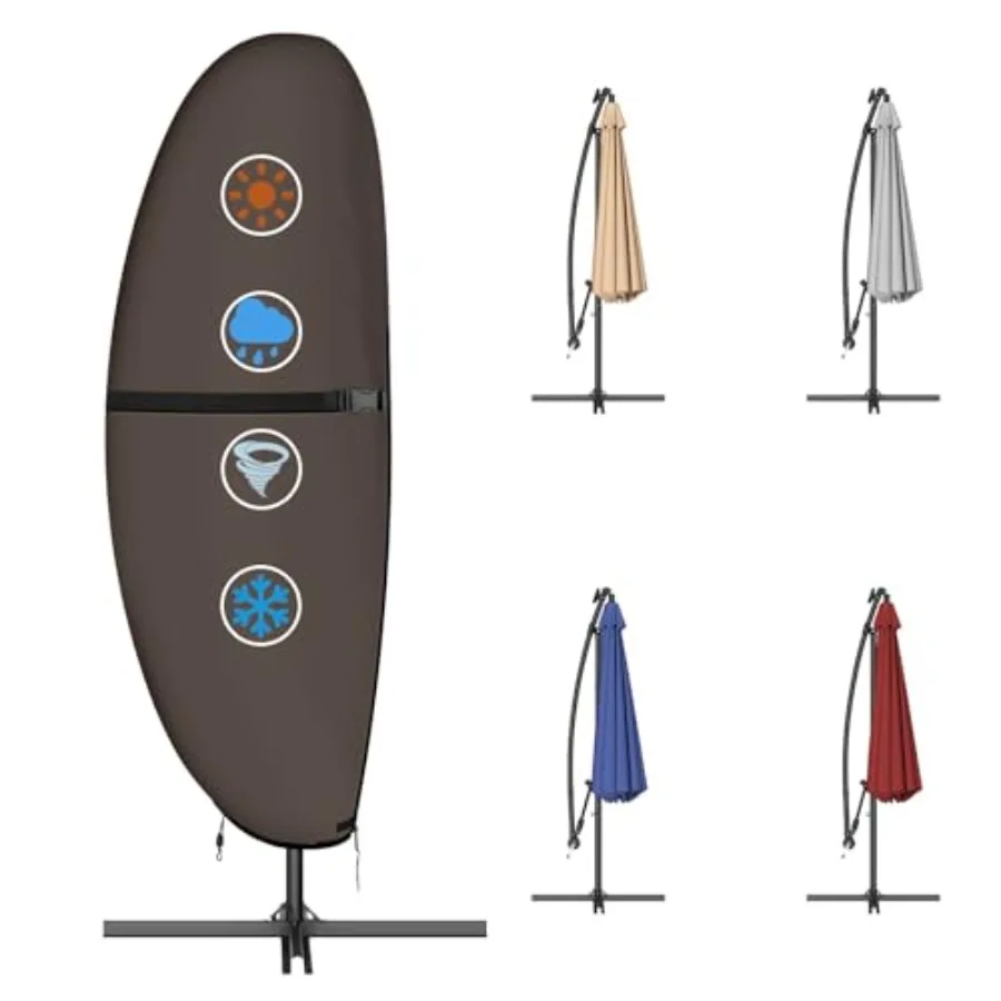 Patio Umbrella Cover, Sturdy 420D Oxford Waterproof Offset Banana Style Umbrella Cover with Zipper and Rod Brown, Fits Cantilev
Patio Umbrella Cover, Sturdy 420D Oxford Waterproof Offset Banana Style Umbrella Cover with Zipper and Rod Brown, Fits Cantilev