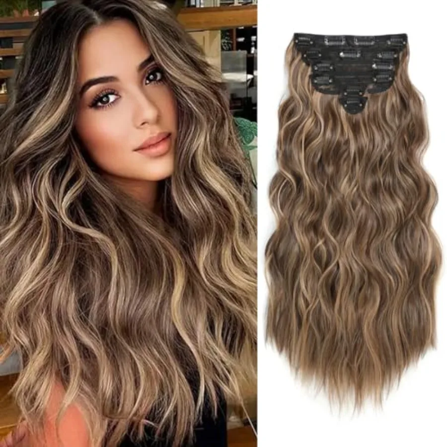 Clip in Hair Extensions for Women, 6PCS Long Wavy Curly Clip on Hair Extensions 20 Inch Honey Blonde Mixed Light Brown Syntheti
Clip in Hair Extensions for Women, 6PCS Long Wavy Curly Clip on Hair Extensions 20 Inch Honey Blonde Mixed Light Brown Syntheti