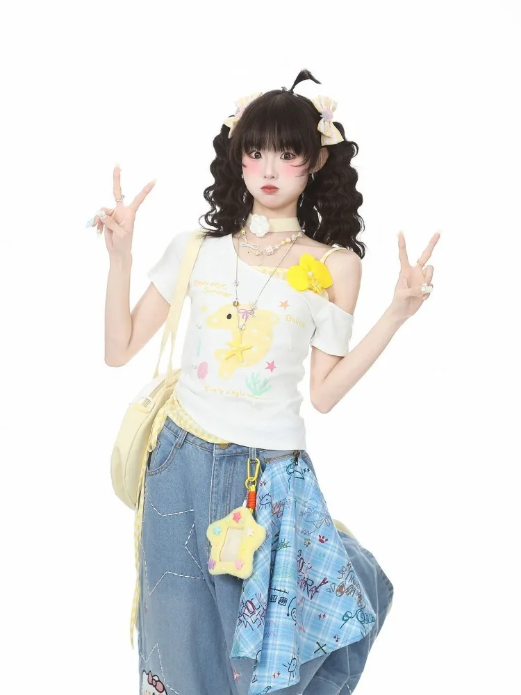 HOUZHOU Harajuku Y2k Women T-shirts Japanese Style Fake Two Pieces Short Sleeve Shirts Cutecore Kawaii Printed T-shirts Sweet
HOUZHOU Harajuku Y2k Women T-shirts Japanese Style Fake Two Pieces Short Sleeve Shirts Cutecore Kawaii Printed T-shirts Sweet