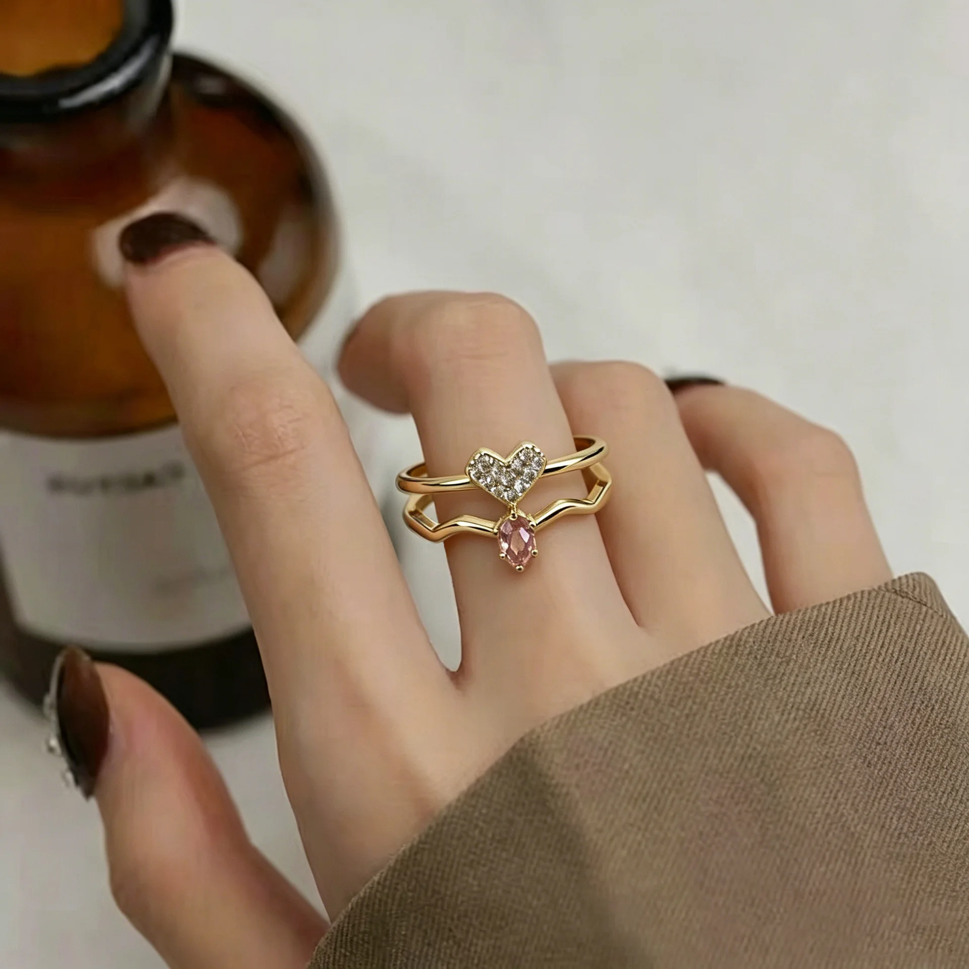 Heart Open Ring for Women INS Style Adjustable Ring Japanese Korean Trendy Niche Luxury Finger Jewelry
Heart Open Ring for Women INS Style Adjustable Ring Japanese Korean Trendy Niche Luxury Finger Jewelry