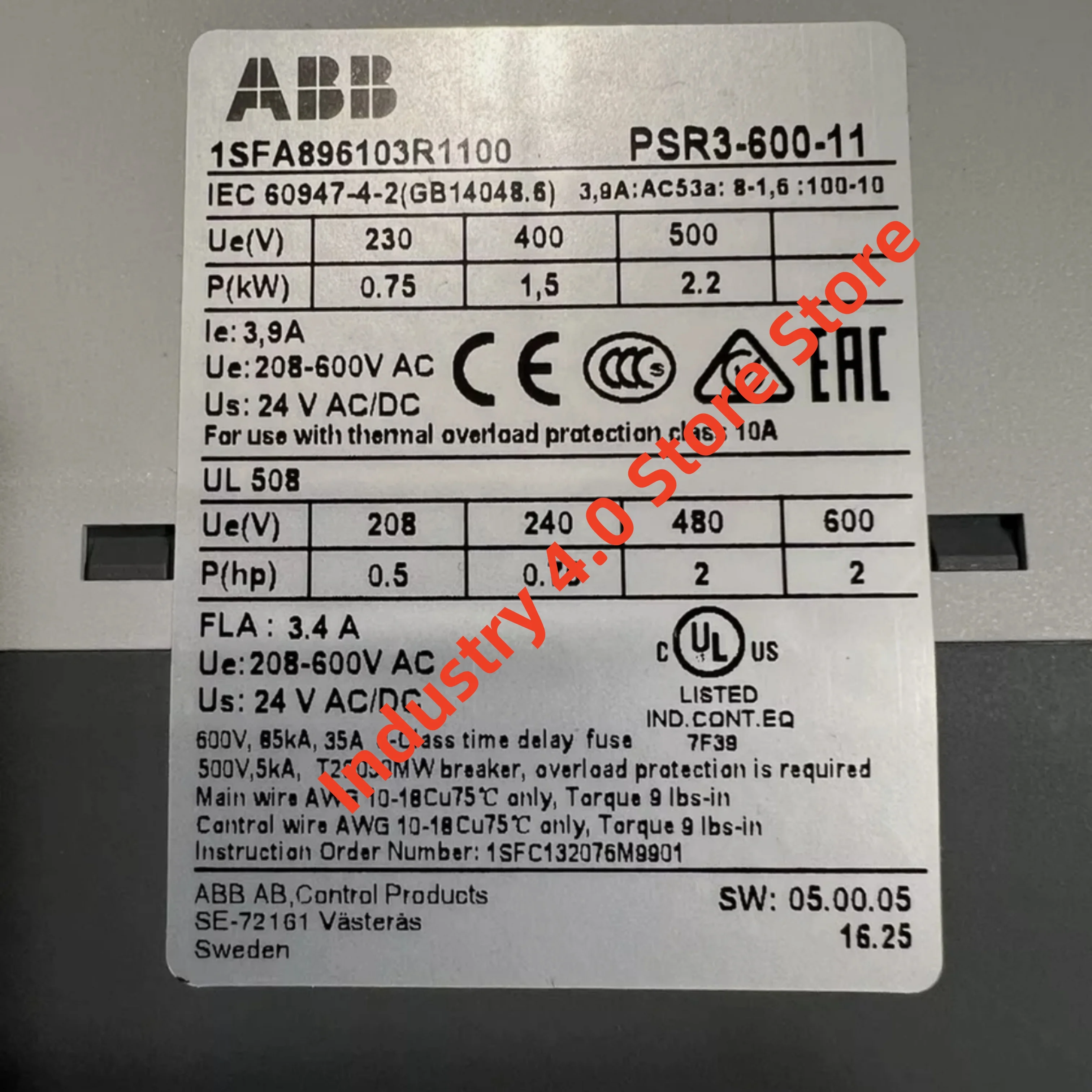 Soft starter PSR3-600-11 PSR6-600-11brand new
Soft starter PSR3-600-11 PSR6-600-11brand new