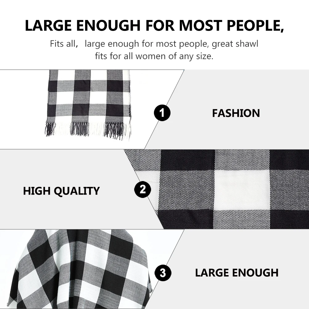 Imitation Cashmere Shawl Women Poncho Open Front Cape Slit Wraps Blanket Black Plaid Pattern Warm Autumn Winter Fits All Large
Imitation Cashmere Shawl Women Poncho Open Front Cape Slit Wraps Blanket Black Plaid Pattern Warm Autumn Winter Fits All Large