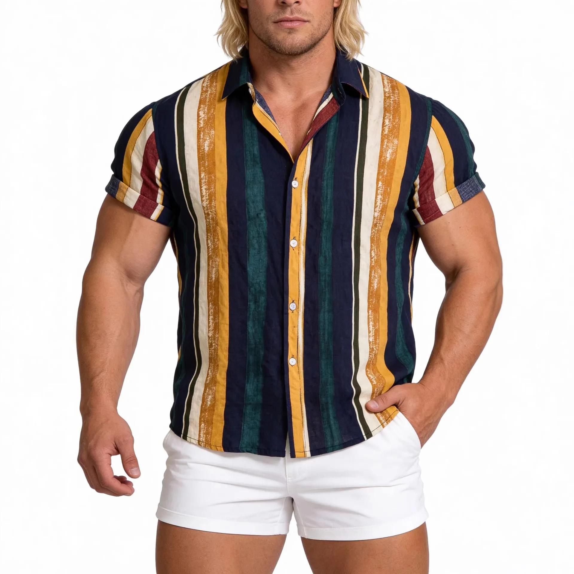 2026 Summer Hawaiian Men's Striped Shirt Beach Vacation Style Printed Short Sleeve Men Clothing
2026 Summer Hawaiian Men's Striped Shirt Beach Vacation Style Printed Short Sleeve Men Clothing