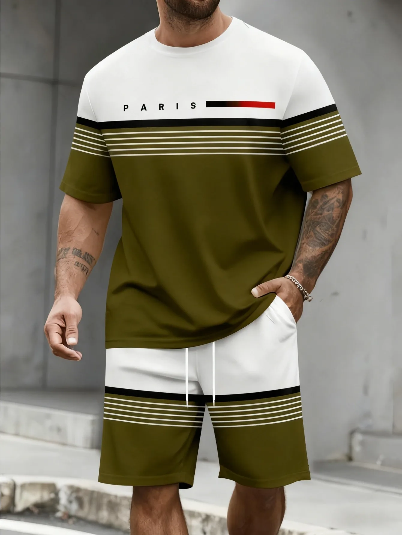 Fashion Stripe Printed T-Shirt Shorts 2-Piece Set Plus Size Outdoor Casual Men's Clothing Breathable Short Sleeve Shorts Suit
Fashion Stripe Printed T-Shirt Shorts 2-Piece Set Plus Size Outdoor Casual Men's Clothing Breathable Short Sleeve Shorts Suit
