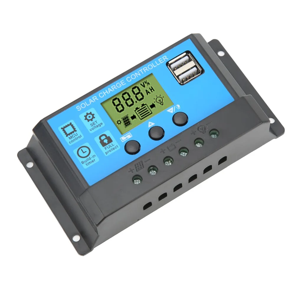 10 A/20 A Solar Charge Controller 12V/24V LCD Display Solar Panel Regulator Dual USB Port PWM Controller Solar Panel System
10 A/20 A Solar Charge Controller 12V/24V LCD Display Solar Panel Regulator Dual USB Port PWM Controller Solar Panel System