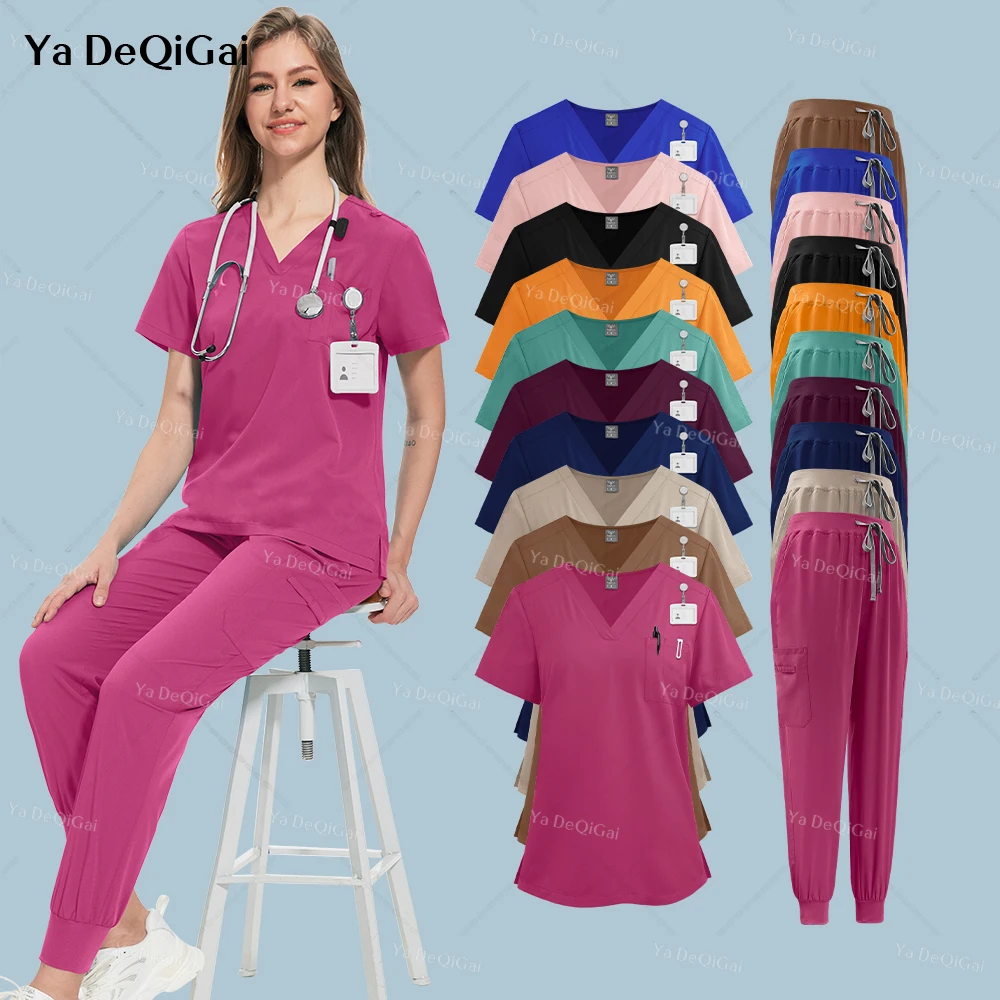 Scrub Set Nurse Uniforms Women Medical Workwear Nursing Top Pants Unisex Men Solid Color Surgical Uniforms Work Suit Accessories
Scrub Set Nurse Uniforms Women Medical Workwear Nursing Top Pants Unisex Men Solid Color Surgical Uniforms Work Suit Accessories