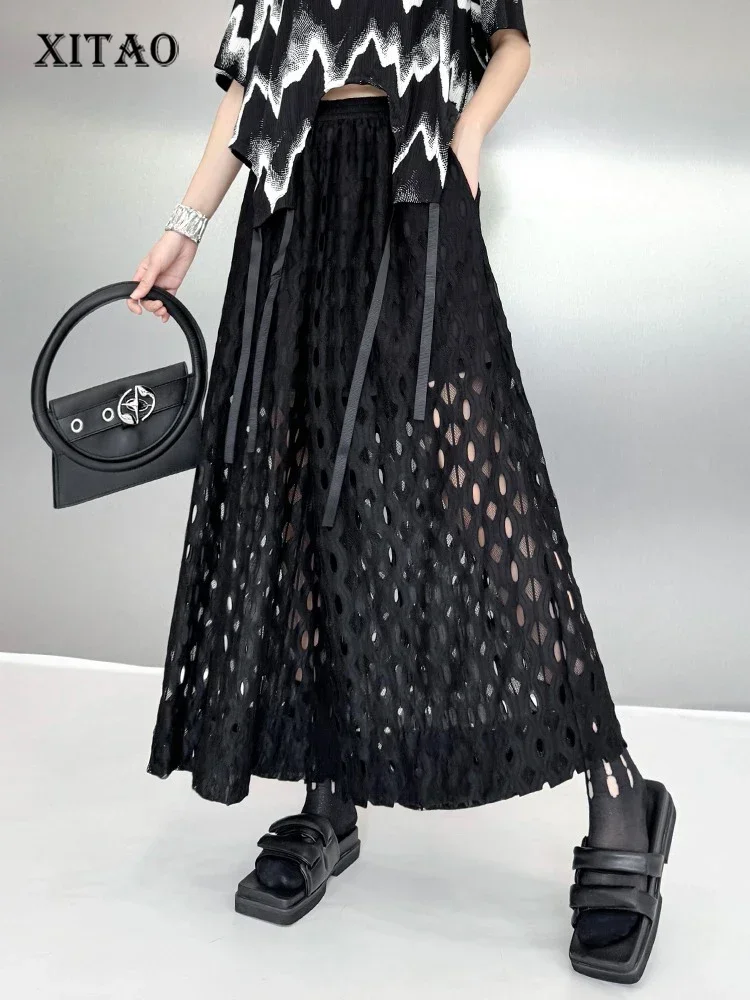 XITAO Hollow Out Lace Patchwork Pants Solid Color Elastic Waist Loose Slimming All Match Fashion Casual Wide Leg Pants GMM1265
XITAO Hollow Out Lace Patchwork Pants Solid Color Elastic Waist Loose Slimming All Match Fashion Casual Wide Leg Pants GMM1265