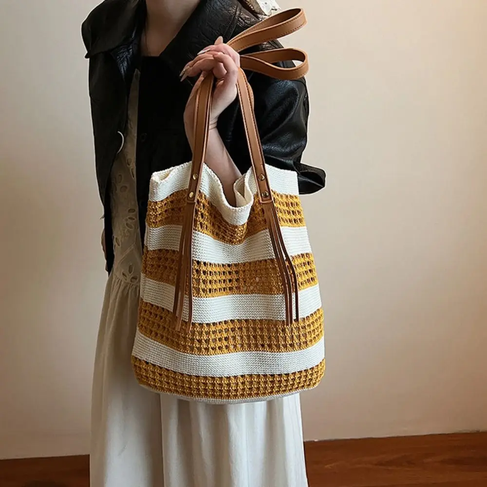 Large Capacity Hollow Weave Tote Bag Contrast Color Fashion Bohemian Shoulder Bag Shopping Bag Handbag
Large Capacity Hollow Weave Tote Bag Contrast Color Fashion Bohemian Shoulder Bag Shopping Bag Handbag