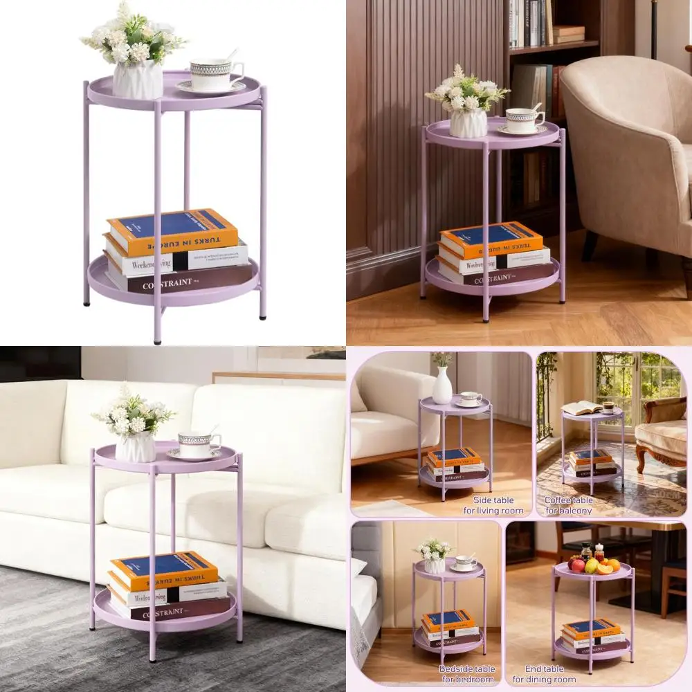 Purple Outdoor Folding 2-Tier Accent Table with Removable Tray for Balcony, Patio, Living Room, and Bedroom
Purple Outdoor Folding 2-Tier Accent Table with Removable Tray for Balcony, Patio, Living Room, and Bedroom