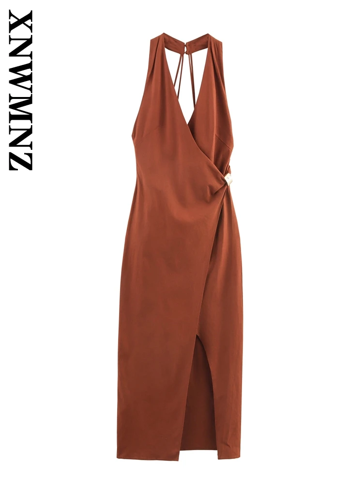 XNWMNZ 2025 Summer Female Chic Party Sleeveless Backless Linen midi Dress Fashion Sexy Woman Halter V-Collar Shoulder Dresses
XNWMNZ 2025 Summer Female Chic Party Sleeveless Backless Linen midi Dress Fashion Sexy Woman Halter V-Collar Shoulder Dresses