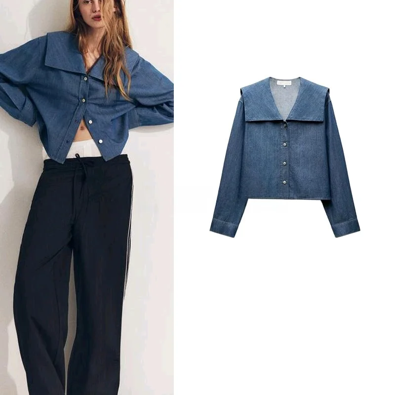 Spring New Arrival Women's Retro Denim Effect Cotton Long Sve irt Flat Collar Casual Busin Sle Loose Fit Pure Color
Spring New Arrival Women's Retro Denim Effect Cotton Long Sve irt Flat Collar Casual Busin Sle Loose Fit Pure Color