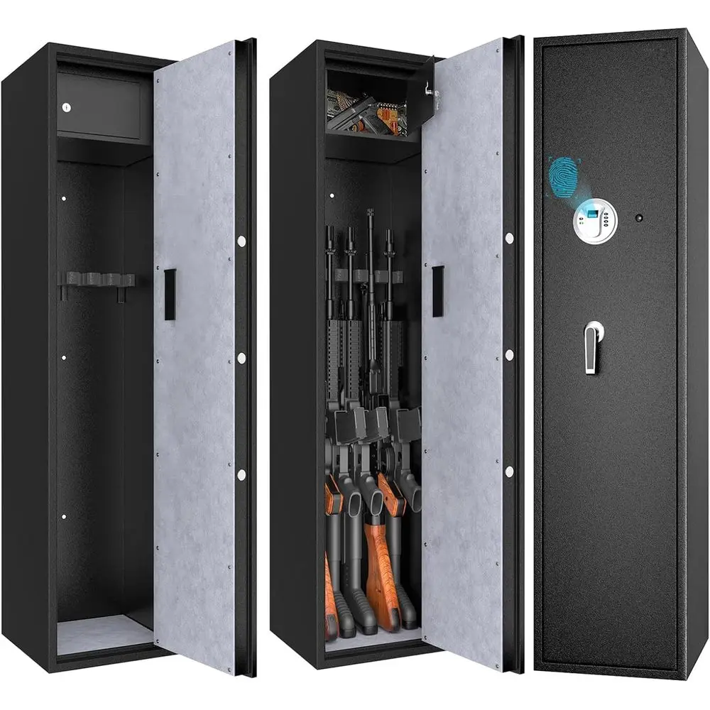 Biometric Safe Storage Solutions: Rifle, Pistol, and Handgun Cabinets with Lockable Top and Fingerprint Access