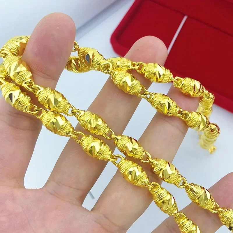9999 Real Gold 24K Gold Men's Solid Car Flower Olive Bead Necklace European and American Fashion Men's Necklace
9999 Real Gold 24K Gold Men's Solid Car Flower Olive Bead Necklace European and American Fashion Men's Necklace