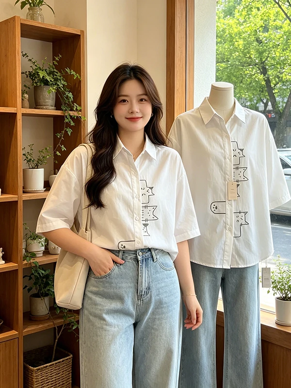 Large Size Embroidery Short Sleeve Shirt Women's Summer New Loose Belly Covering Age-Defying Versatile Top Korean Style C...
Large Size Embroidery Short Sleeve Shirt Women's Summer New Loose Belly Covering Age-Defying Versatile Top Korean Style C...