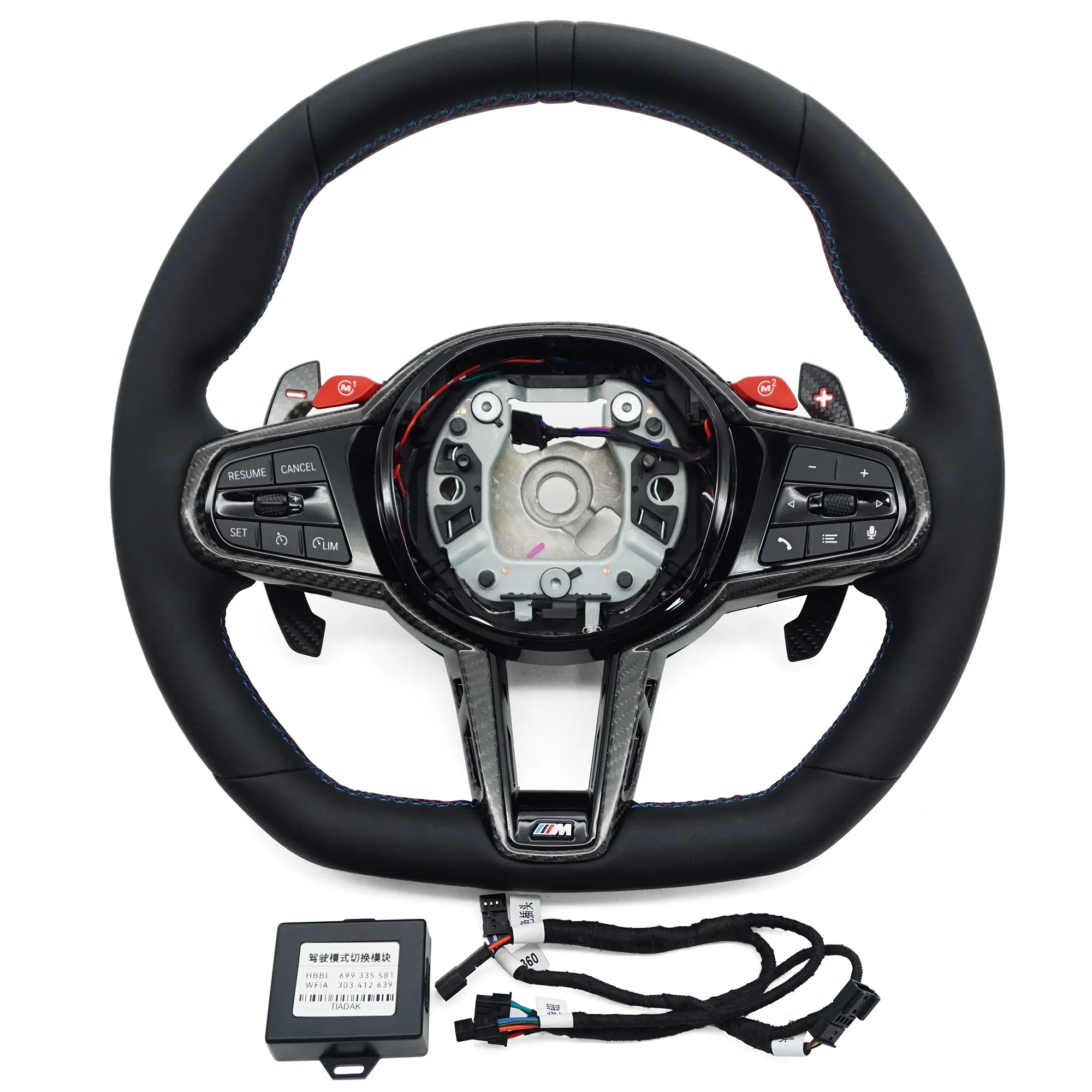 For BMW 4 Series 5 Series m4 m5 Custom leather M-color stitching steering wheel with black leather center logo With driving mode
For BMW 4 Series 5 Series m4 m5 Custom leather M-color stitching steering wheel with black leather center logo With driving mode