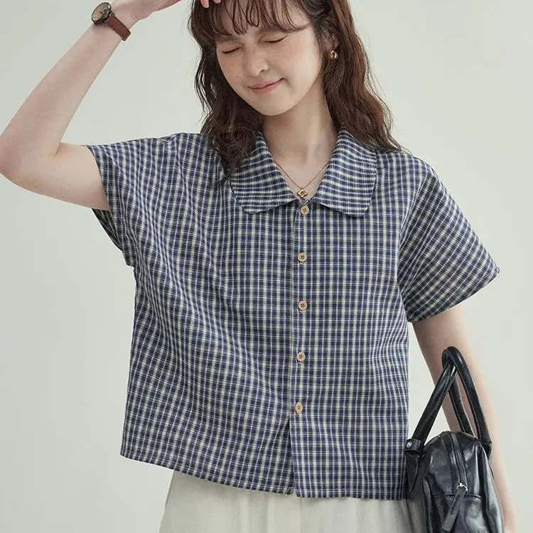 2026 Summer New Women's Shirt Loose Casual Plaid Lapel Short Top
2026 Summer New Women's Shirt Loose Casual Plaid Lapel Short Top