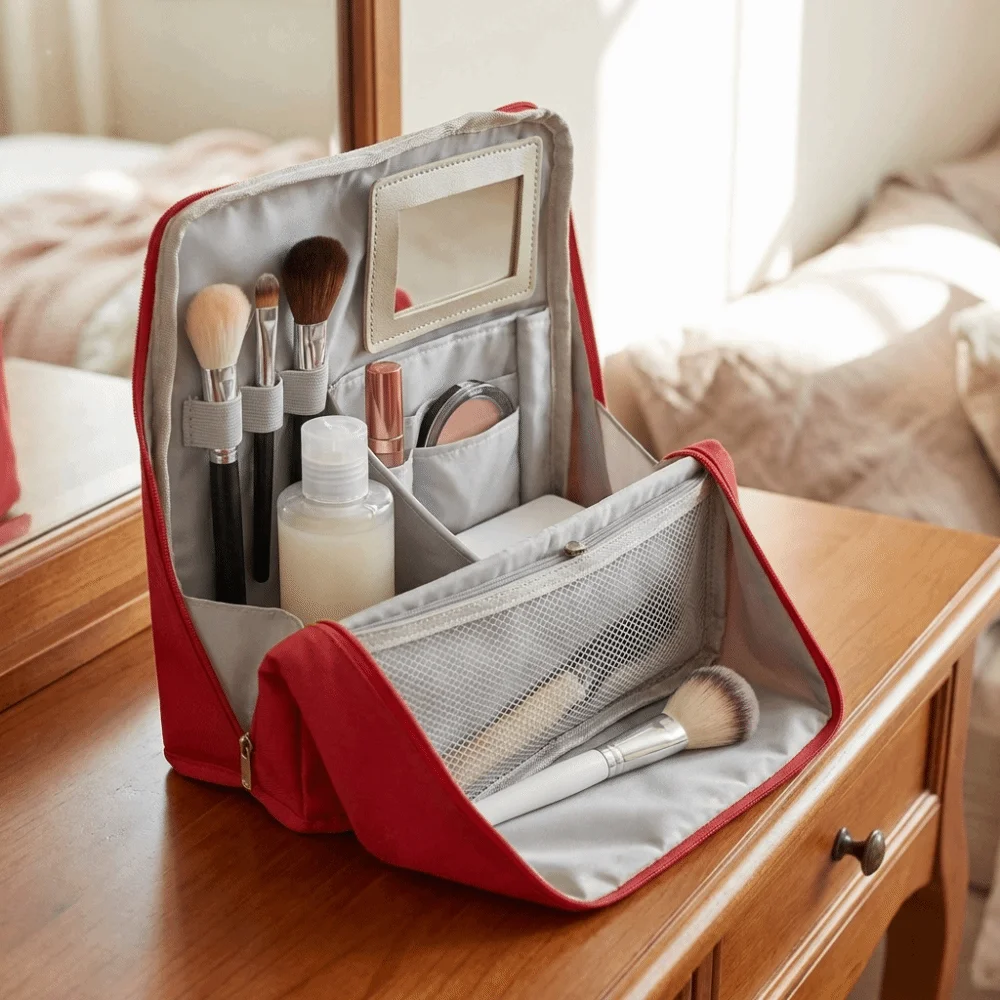 Large Capacity Vertical Makeup Bag Standable Multi-Compartment Skincare Storage Bag Portable with Mirror Cosmetic Organizer
Large Capacity Vertical Makeup Bag Standable Multi-Compartment Skincare Storage Bag Portable with Mirror Cosmetic Organizer