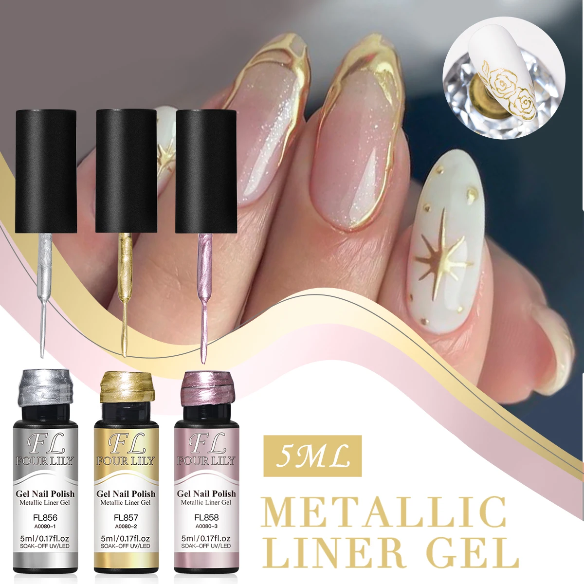 Super-Bright Metallic Painting Liner Gel Polish Silver/Gold/Rose Mirror Gel Nail Polish Semi Permanent UV Nail Art Varnish DIY
Super-Bright Metallic Painting Liner Gel Polish Silver/Gold/Rose Mirror Gel Nail Polish Semi Permanent UV Nail Art Varnish DIY