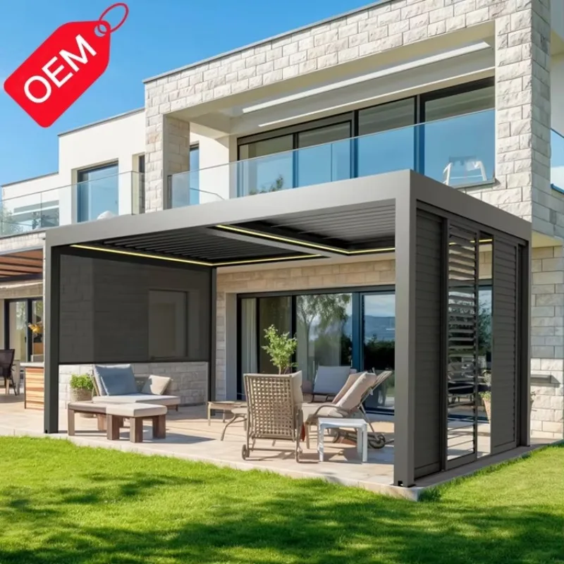 Retractable aluminum canopy with waterproof louvers, outdoor aluminum gazebo, retractable awning with drainage system
Retractable aluminum canopy with waterproof louvers, outdoor aluminum gazebo, retractable awning with drainage system