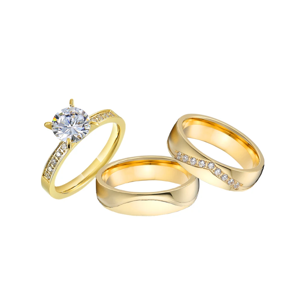 3pcs Promise Wedding Engagement Rings Sets For Men and Women Handmade 18k Gold Plated Stainless Steel Jewery
3pcs Promise Wedding Engagement Rings Sets For Men and Women Handmade 18k Gold Plated Stainless Steel Jewery