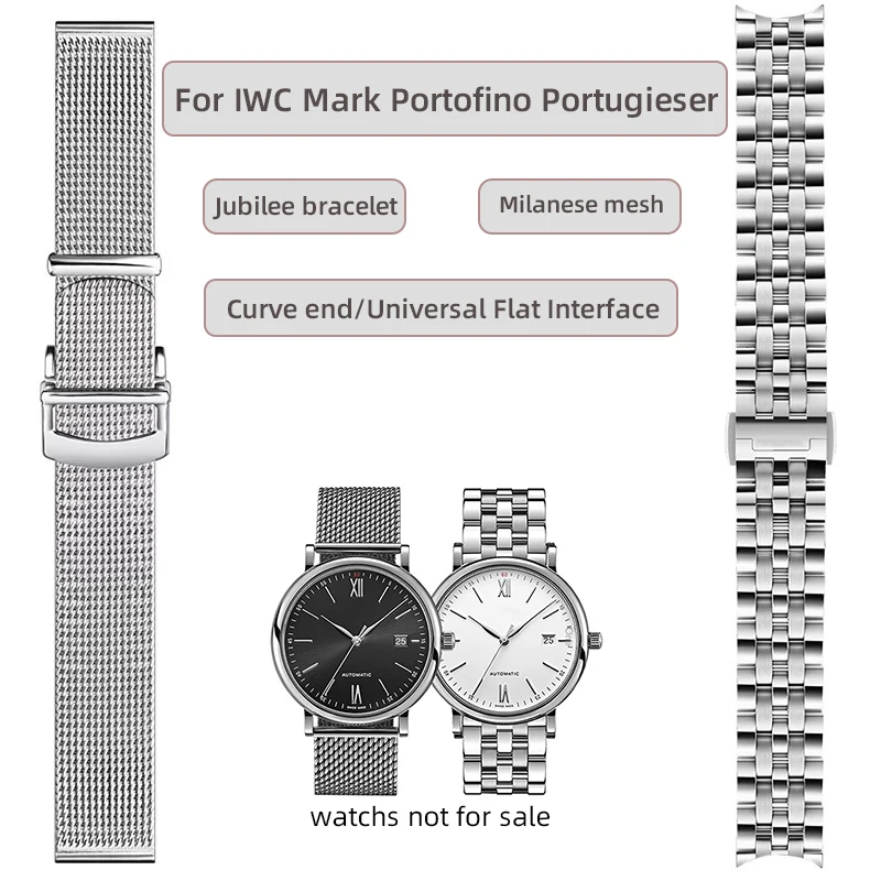 Stainless Steel Milanese Mesh Bracelet for IWC Mark Portofino Curved End 19/20/21/22mm metal strap Watch Band Butterfly Clasp
Stainless Steel Milanese Mesh Bracelet for IWC Mark Portofino Curved End 19/20/21/22mm metal strap Watch Band Butterfly Clasp