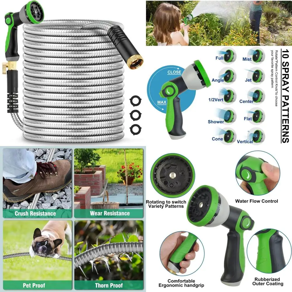 Stainless Steel Metal Garden Hose - 150 Feet Durable, Flexible, Lightweight, Kink-Resistant Water Hose with Longevity
Stainless Steel Metal Garden Hose - 150 Feet Durable, Flexible, Lightweight, Kink-Resistant Water Hose with Longevity
