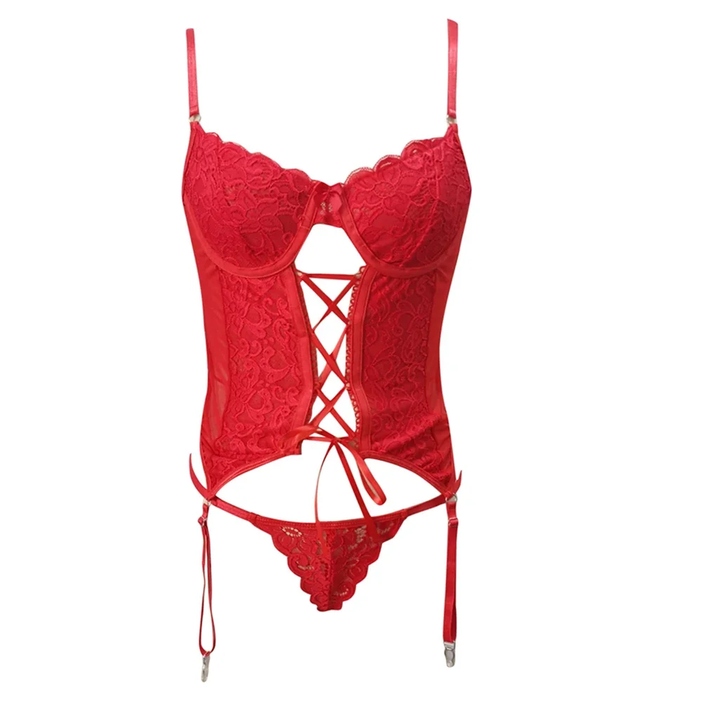 Women Sexy Bodysuit Lingerie Set G-string Garter Belt Lace Two Piece Underwear Sleepwear Steel Ring Pajamas Nightwear
Women Sexy Bodysuit Lingerie Set G-string Garter Belt Lace Two Piece Underwear Sleepwear Steel Ring Pajamas Nightwear