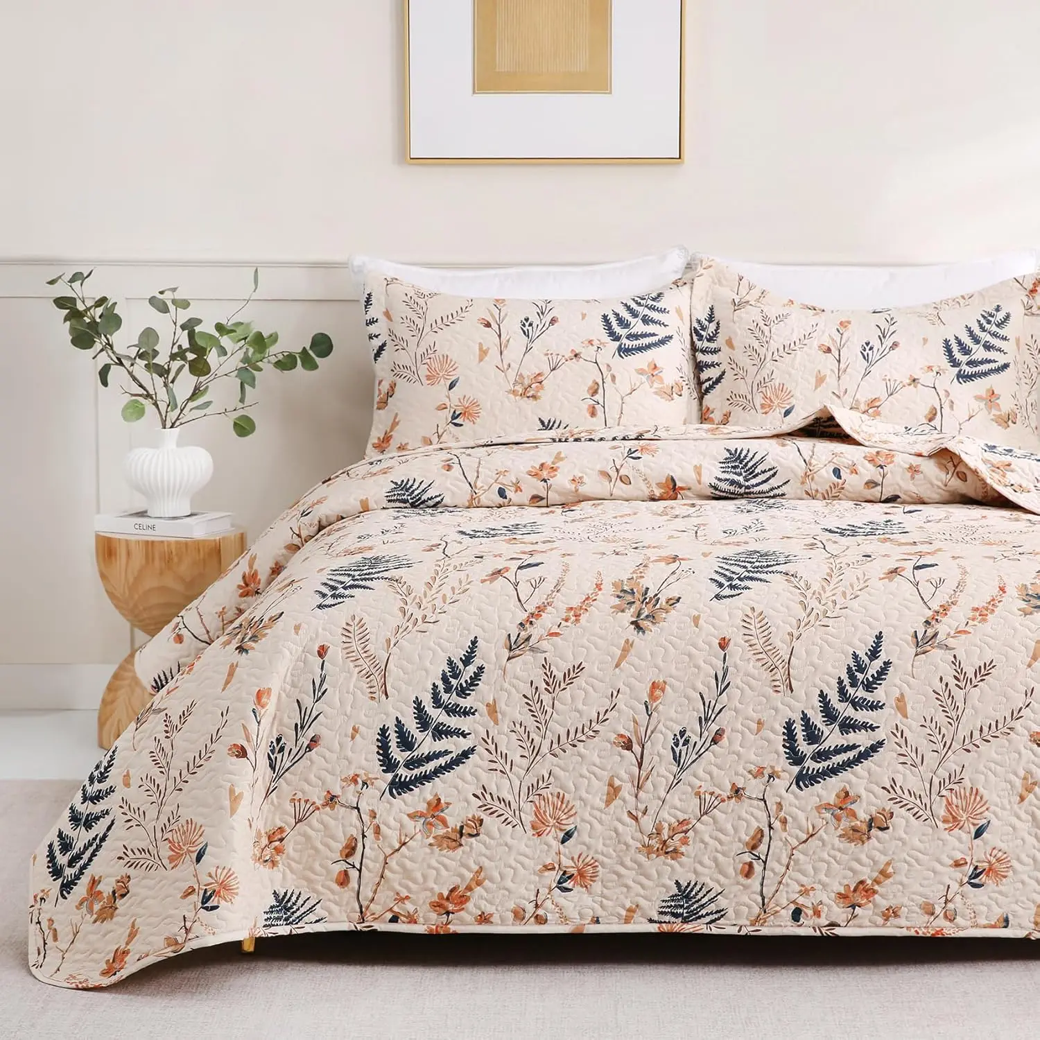 King Size Floral Quilt Set, 3-Piece Printed Bedspreads with Pillow Sham, Soft Microfiber Blanket
King Size Floral Quilt Set, 3-Piece Printed Bedspreads with Pillow Sham, Soft Microfiber Blanket