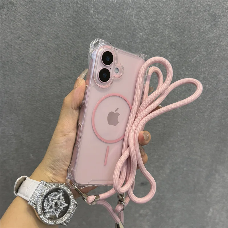 Crossbody Lanyard Clear Wireless Charging Magsafe Case For iPhone 16Pro Max 15Pro 14 16Pro Corner Anti-fall Hard Acrylic Cover
Crossbody Lanyard Clear Wireless Charging Magsafe Case For iPhone 16Pro Max 15Pro 14 16Pro Corner Anti-fall Hard Acrylic Cover