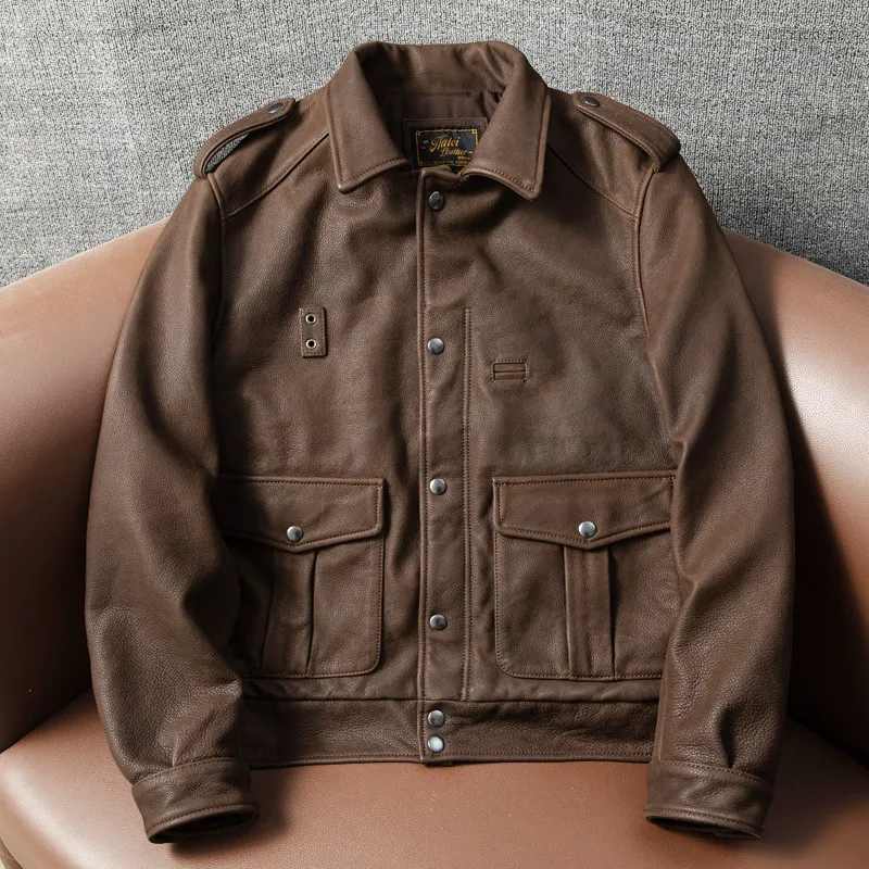 California Mounted Police Flight Suit Top Cowhide Leather Men's Leather Short Slim Jacket
California Mounted Police Flight Suit Top Cowhide Leather Men's Leather Short Slim Jacket