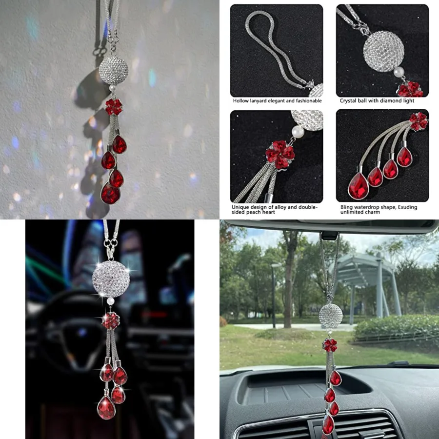 Bling Accessories for Women and Men - Car Mirror Hanging Crystal Ball, Lucky Sun Catcher Ornament, Rear View Mirror Flower Char
Bling Accessories for Women and Men - Car Mirror Hanging Crystal Ball, Lucky Sun Catcher Ornament, Rear View Mirror Flower Char