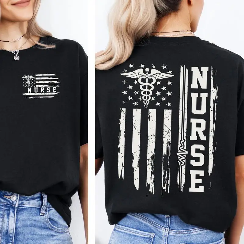 "Nurse T-Shirt for Women | Vintage USA Flag & Caduceus Graphic Tee | Patriotic RN Appreciation Gift | Medical Worker Top"
"Nurse T-Shirt for Women | Vintage USA Flag & Caduceus Graphic Tee | Patriotic RN Appreciation Gift | Medical Worker Top"