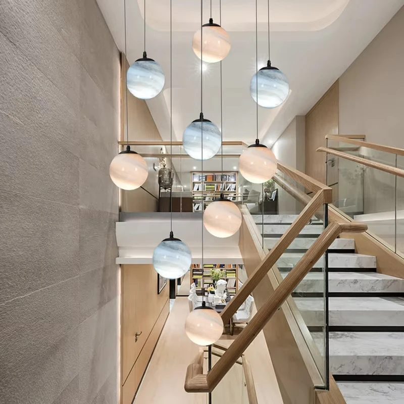 Modern Simple Glass Pendant Light Hollow Living Room Duplex Staircase Long Hanging Lamp Wandering Earth LED Dining Room Lighting
Modern Simple Glass Pendant Light Hollow Living Room Duplex Staircase Long Hanging Lamp Wandering Earth LED Dining Room Lighting
